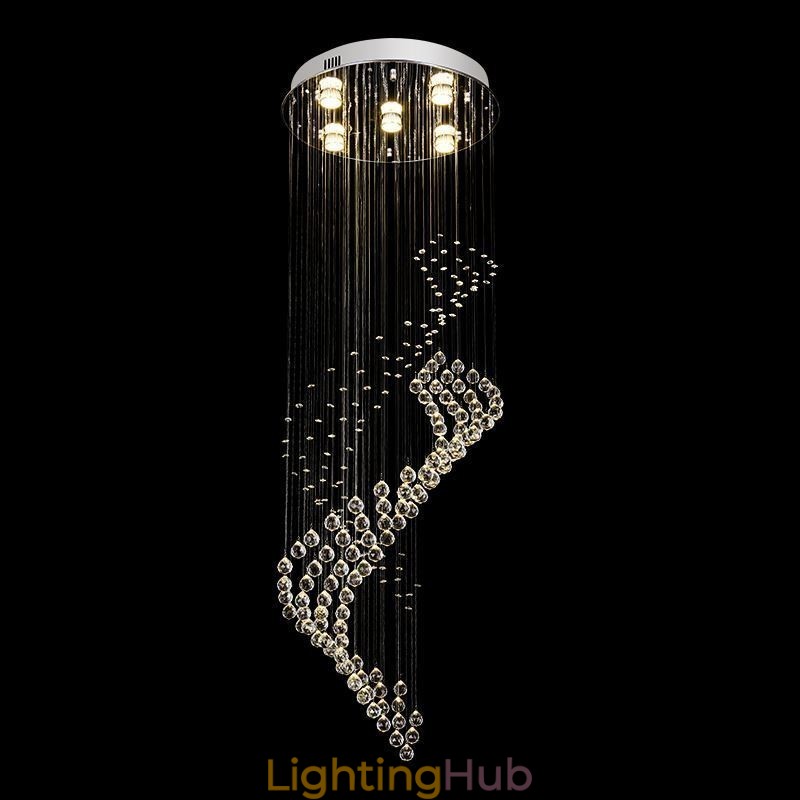 Elegant Crystal Chandelier Raindrop Ceiling Lights Foyer