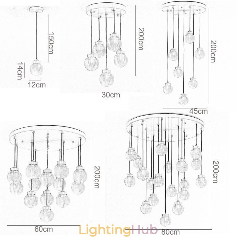 American Cluster Pendant Lamp Light Luxurious Glass Ball Ceiling Light