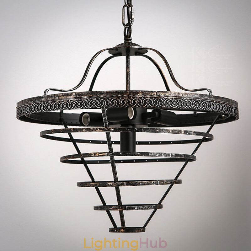 American Crystal Ceiling Light Country Retro Round Pendant Light