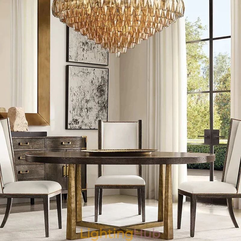 American Pendant Light Glass Ceiling Light Amber Transparent 90cm 14 Lights