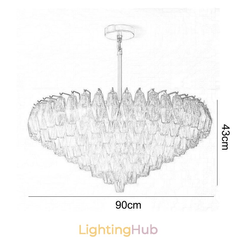 American Pendant Light Glass Ceiling Light Amber Transparent 90cm 14 Lights