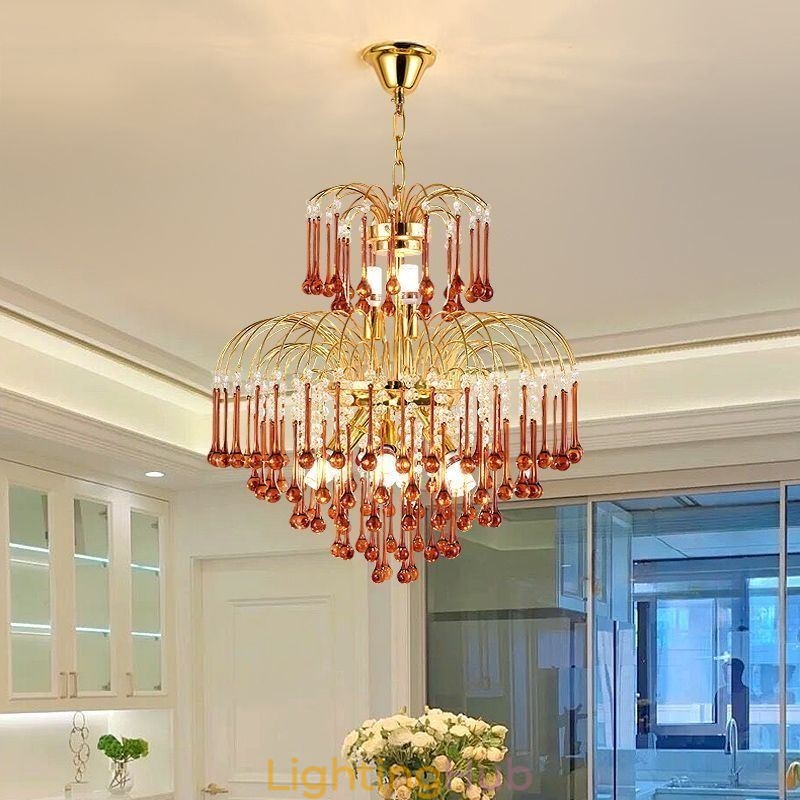 Crystal Pendant Light Elegant Duplex Decorative Ceiling Light