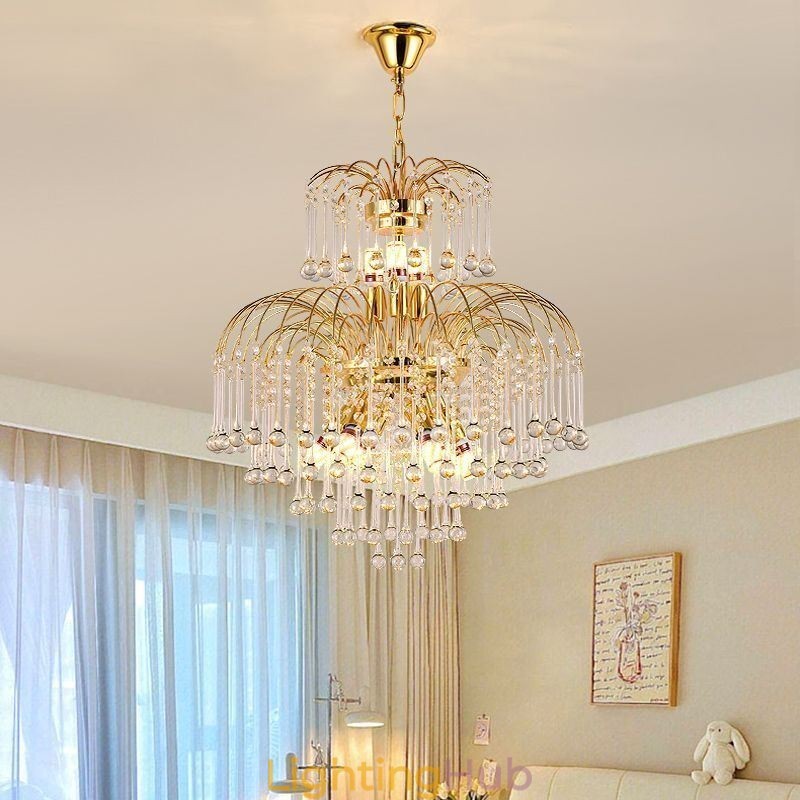Crystal Pendant Light Elegant Duplex Decorative Ceiling Light