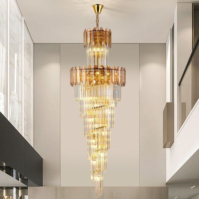 Tapered Crystal Pendant Light Luxury Duplex Decorative Ceiling Light