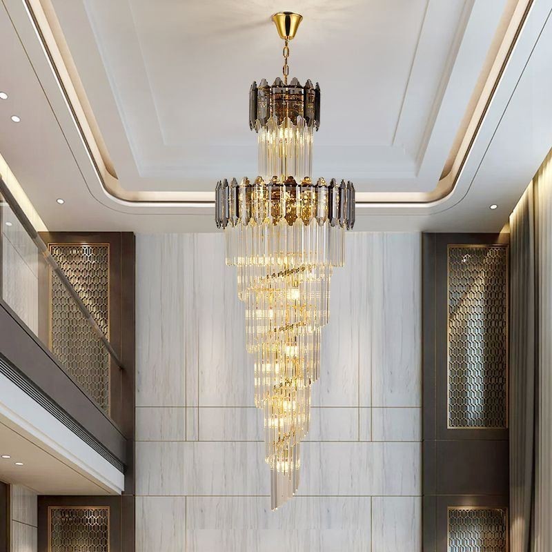 Tapered Crystal Pendant Light Luxury Duplex Decorative Ceiling Light