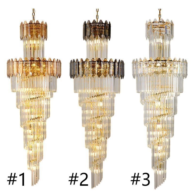 Tapered Crystal Pendant Light Luxury Duplex Decorative Ceiling Light