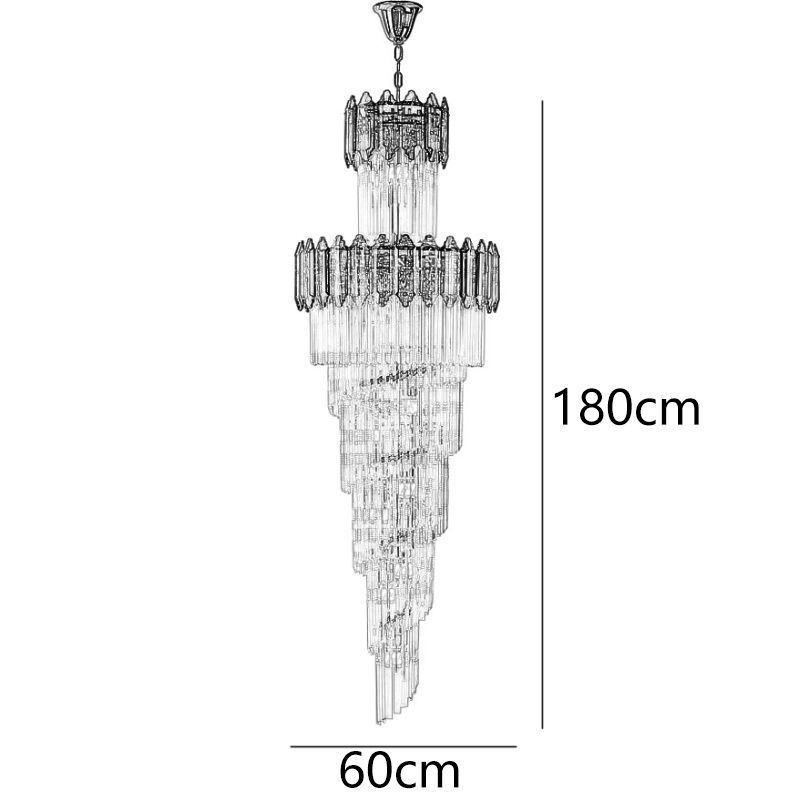 Tapered Crystal Pendant Light Luxury Duplex Decorative Ceiling Light