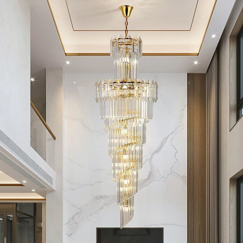 Tapered Crystal Pendant Light Luxury Duplex Decorative Ceiling Light