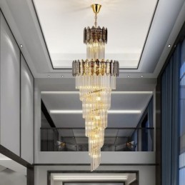 Tapered Crystal Pendant Light Luxury Duplex Decorative Ceiling Light