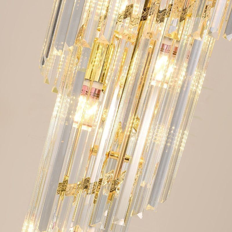 Tapered Crystal Pendant Light Luxury Duplex Decorative Ceiling Light