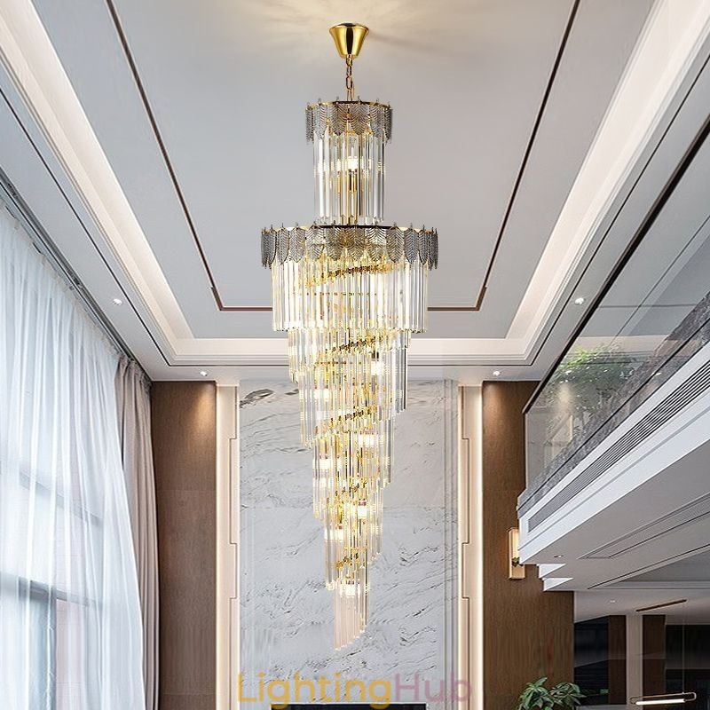 Tapered Crystal Pendant Light Duplex Decorative Ceiling Light