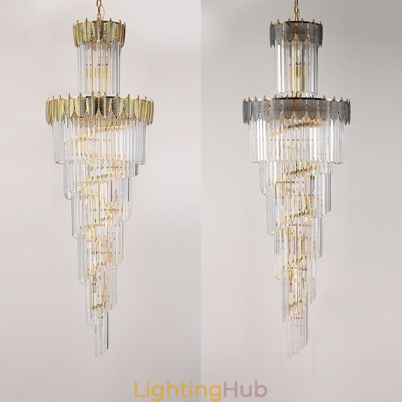 Tapered Crystal Pendant Light Duplex Decorative Ceiling Light