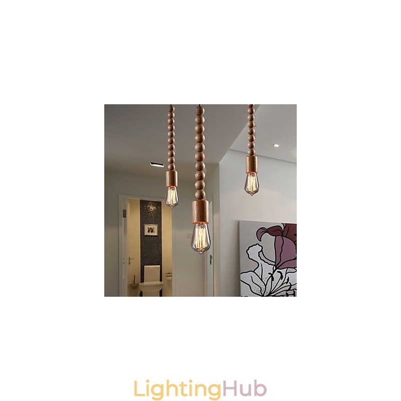 Chandelier Mini Style Traditional Classic Wood Bamboo