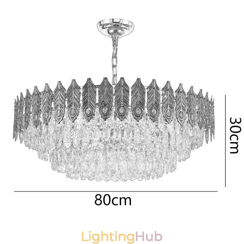 Golden Feather Crystal Pendant Light Duplex Decorative Ceiling Light