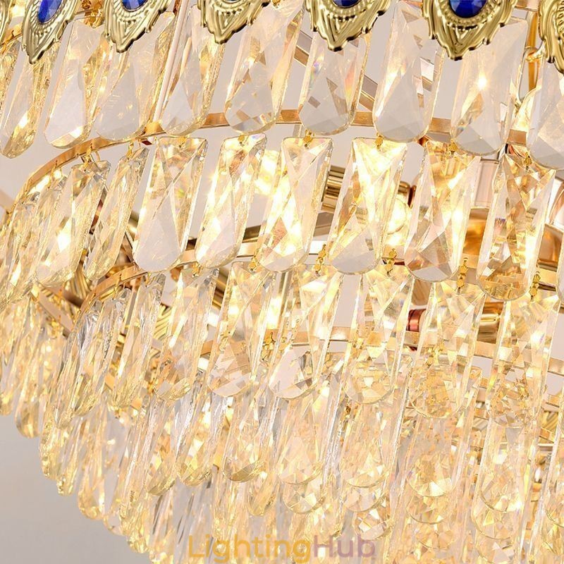 Golden Feather Crystal Pendant Light Duplex Decorative Ceiling Light