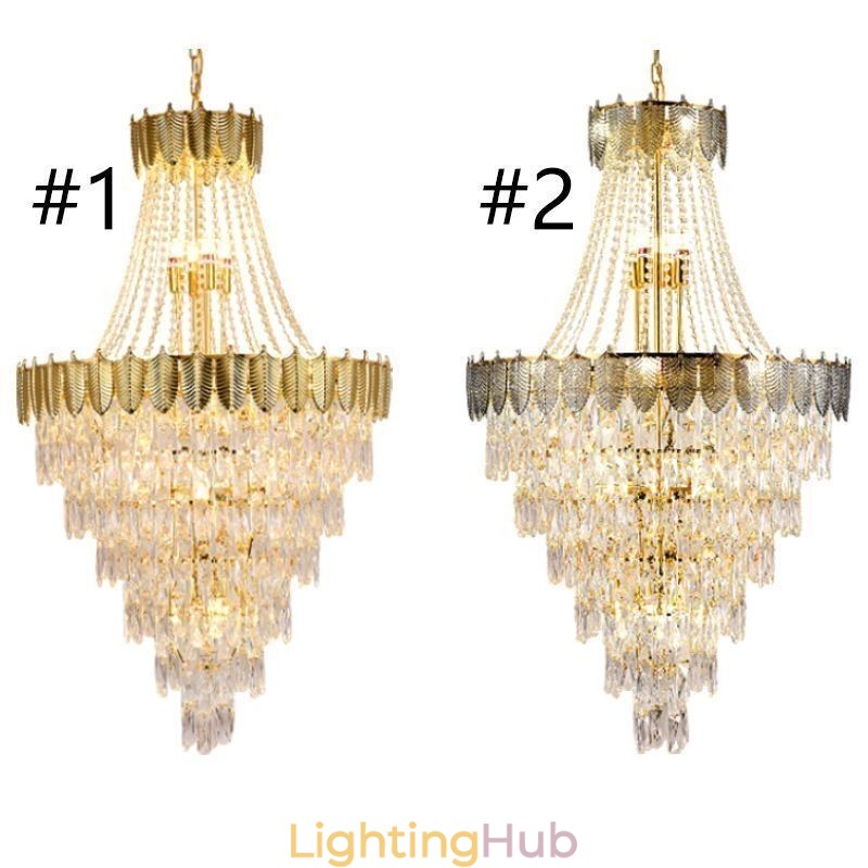 Tapered Crystal Pendant Light Eye catching Duplex Decorative Ceiling Light