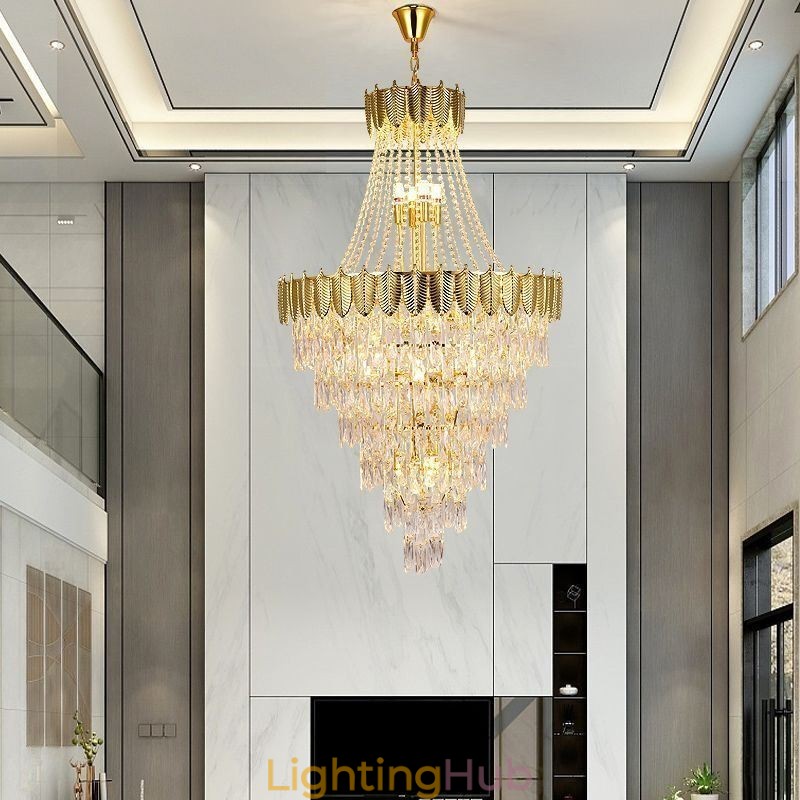 Tapered Crystal Pendant Light Eye catching Duplex Decorative Ceiling Light