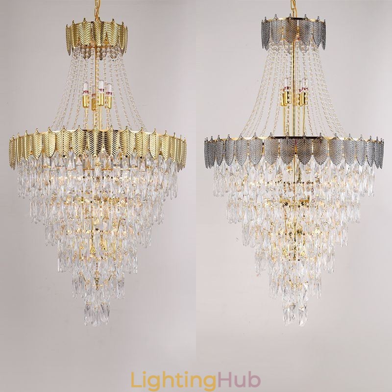 Tapered Crystal Pendant Light Eye catching Duplex Decorative Ceiling Light