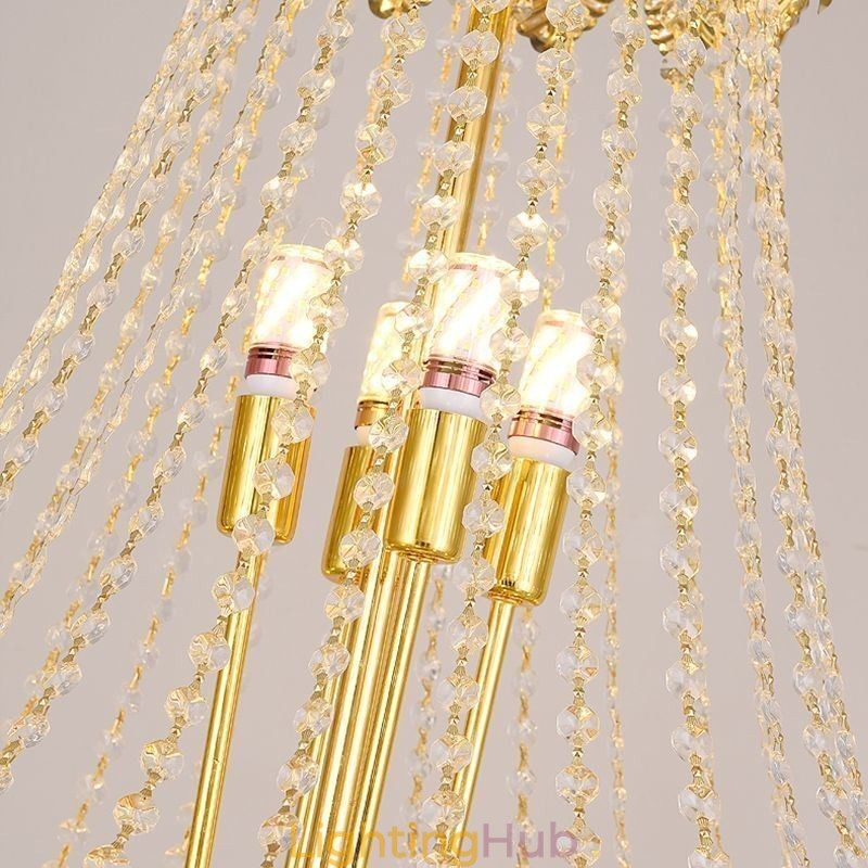 Tapered Crystal Pendant Light Eye catching Duplex Decorative Ceiling Light