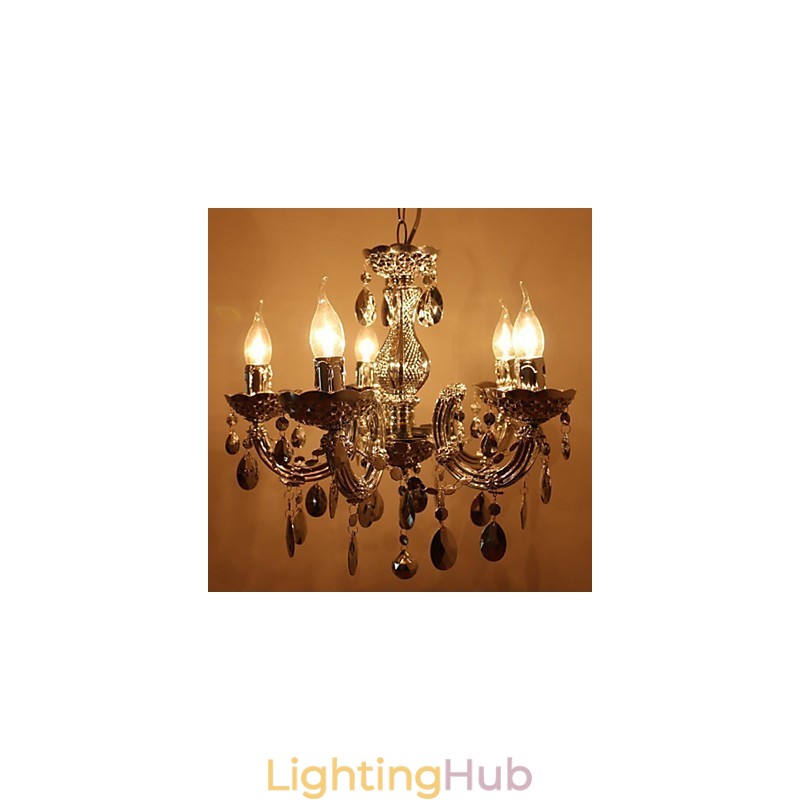 Modern Silver Acrylic Crystal Style Chandelier With 5 Lights