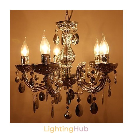 Modern Silver Acrylic Crystal Style Chandelier With 5 Lights Modern Silver Acrylic Crystal Style Chandelier With 5 Lights