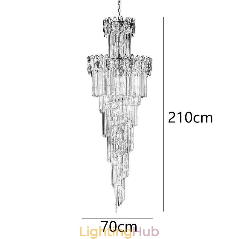 Crystal Pendant Light Duplex Tapered Decorative Ceiling Light 70cm