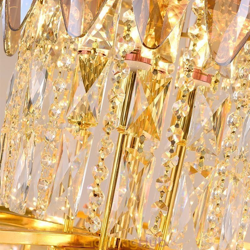 Tapered Crystal Pendant Light Duplex Decorative Ceiling Light 80cm