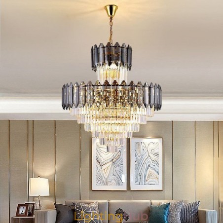 Tapered Crystal Pendant Light Duplex Decorative Ceiling Light Tapered Crystal Pendant Light Duplex Decorative Ceiling Light