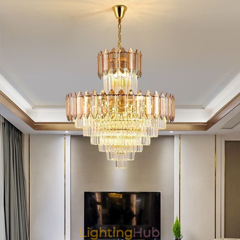 Tapered Crystal Pendant Light Duplex Decorative Ceiling Light