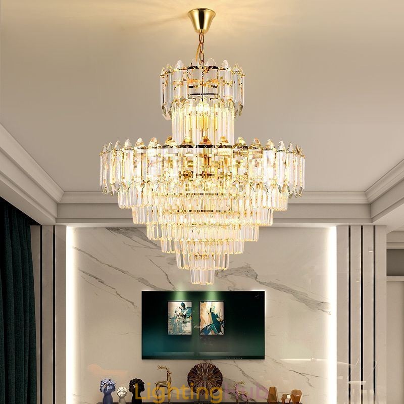 Tapered Crystal Pendant Light Duplex Decorative Ceiling Light