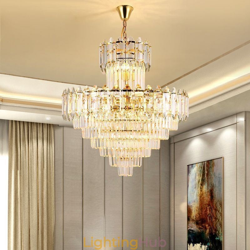 Tapered Crystal Pendant Light Duplex Decorative Ceiling Light
