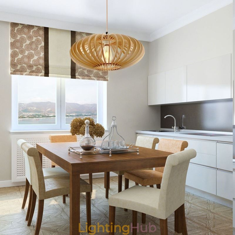 Log Basswood Ceiling Light 17cm Oval Wooden Lampshade