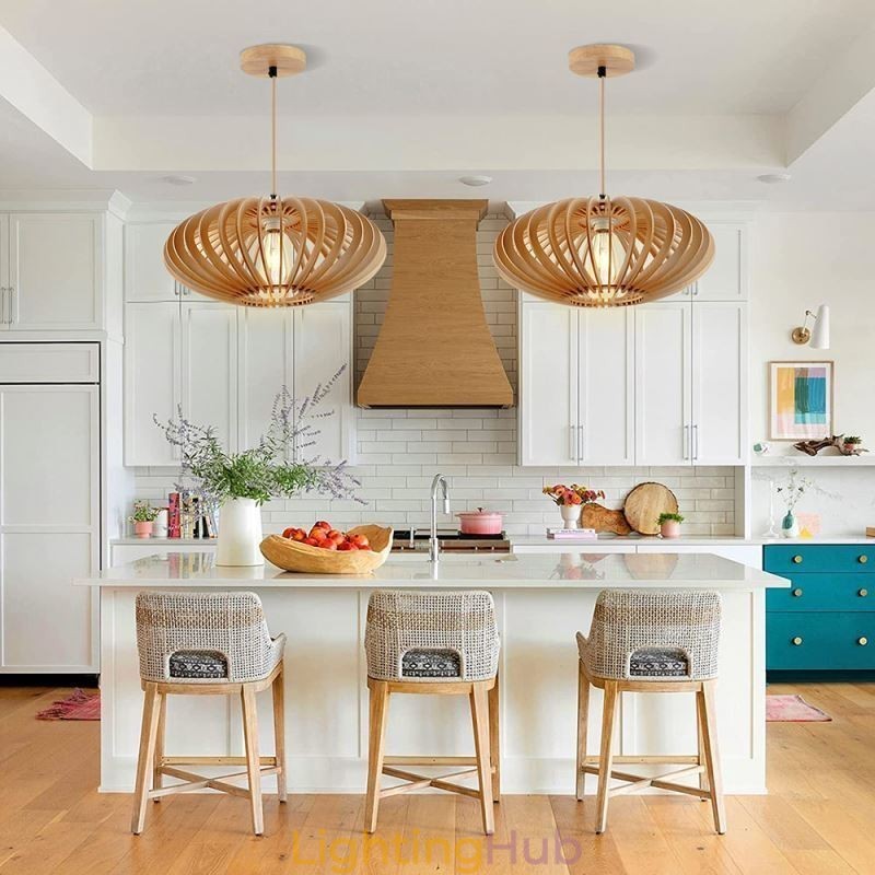 Log Basswood Ceiling Light 17cm Oval Wooden Lampshade