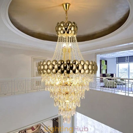 Crystal Pendant Light Electroplated Gold Duplex Luxury Decrative Ceiling Lamp 80cm Crystal Pendant Light Electroplated Gold Duplex Luxury Decrative Ceiling Lamp 80cm