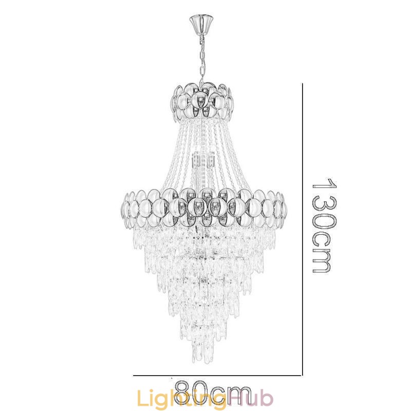 Crystal Pendant Light Electroplated Gold Duplex Luxury Decrative Ceiling Lamp 80cm