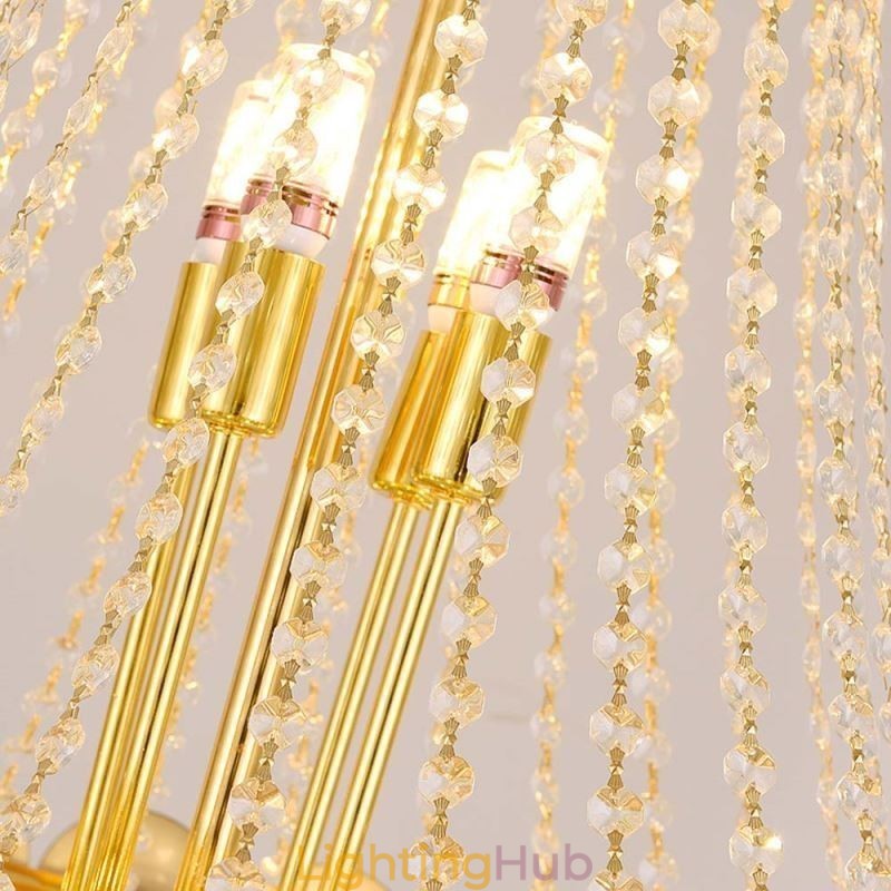 Crystal Pendant Light Electroplated Gold Duplex Luxury Decrative Ceiling Lamp 80cm