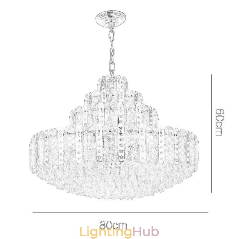 Crystal Pendant Light 4th Floor Luxury Decrative Ceiling Light with Golden Hollow Iron Sheet