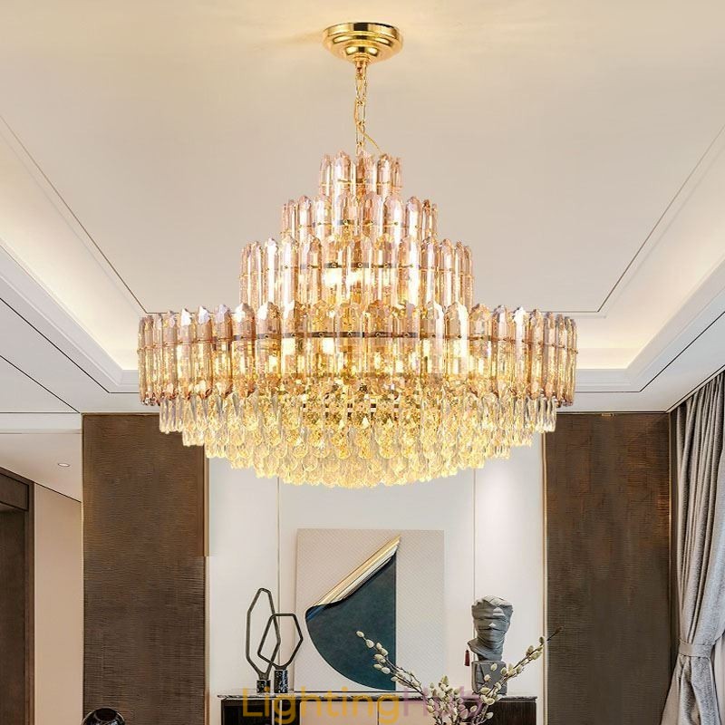 Crystal Pendant Light Four Layers Luxury Decrative Ceiling Light 80cm