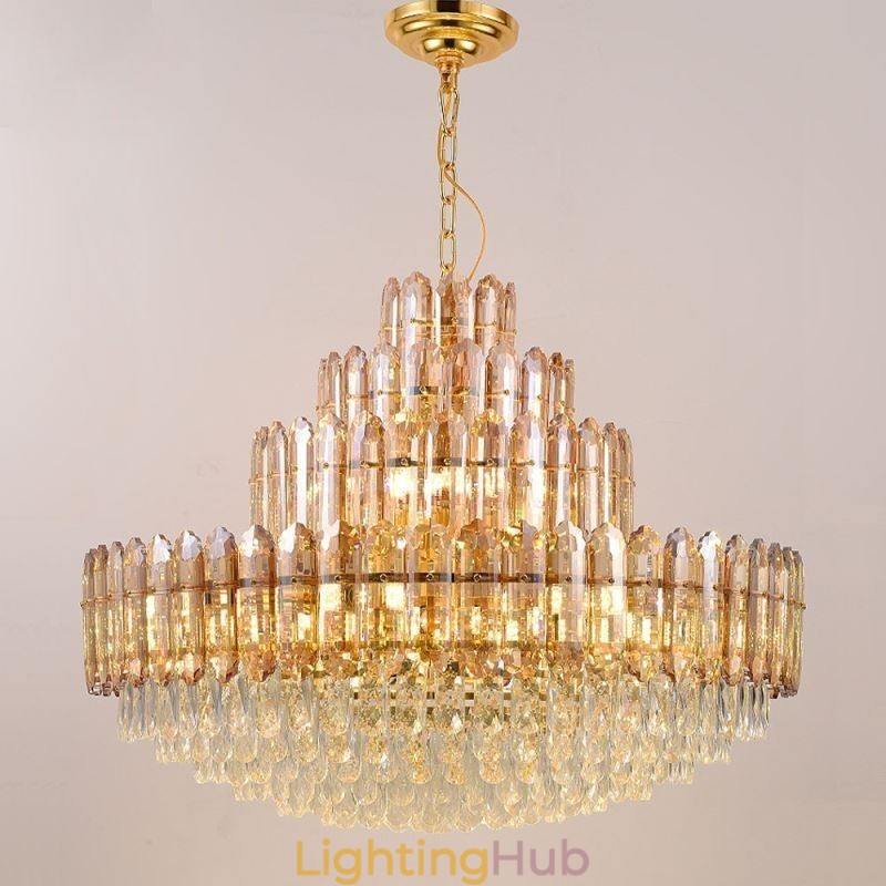 Crystal Pendant Light Four Layers Luxury Decrative Ceiling Light 80cm