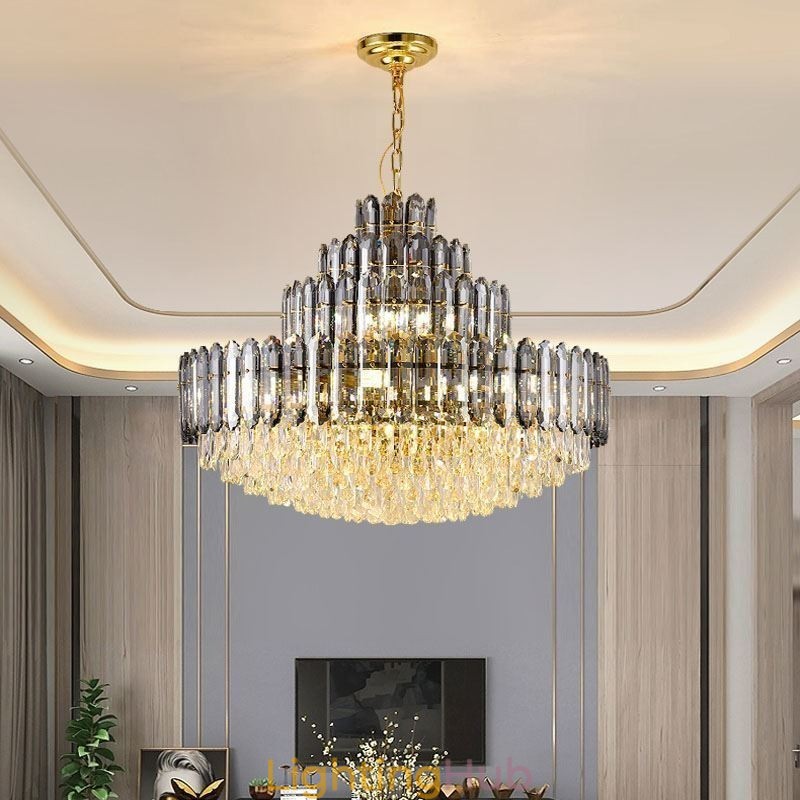 Crystal Pendant Light Four Layers Luxury Decrative Ceiling Light 80cm