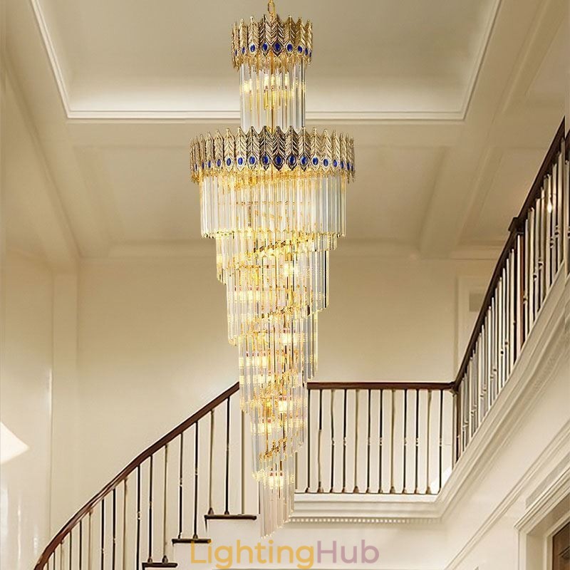 Gold Crystal Pendant Light Electroplated Gold Phoenix Tail Lampshade Ceiling Light