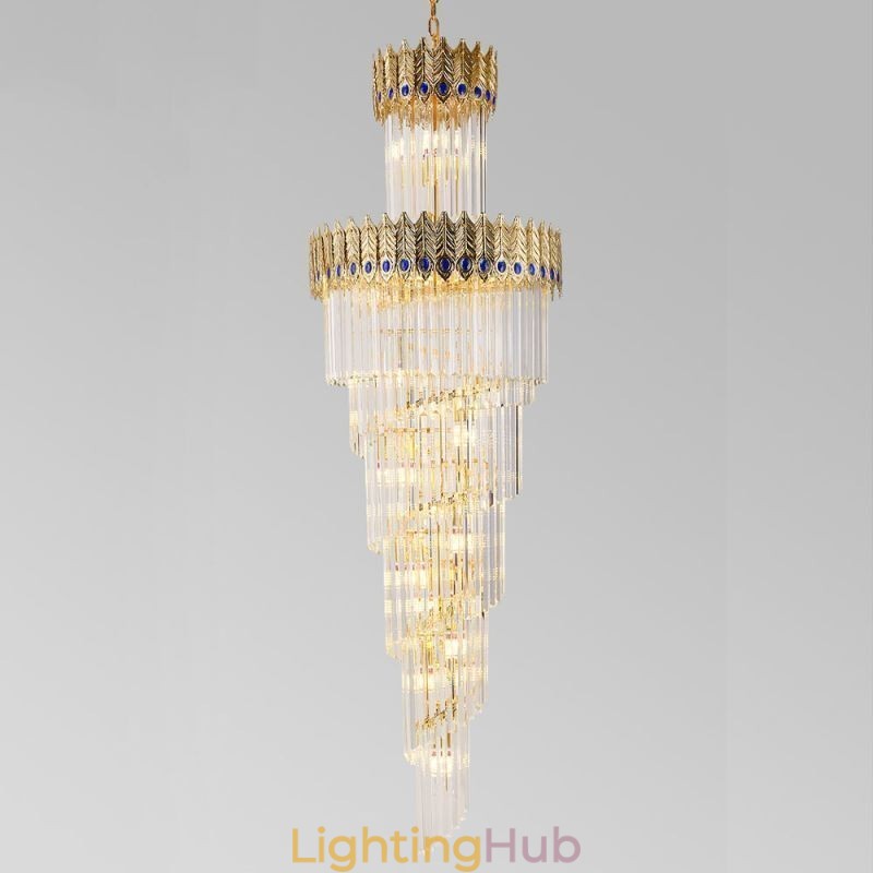 Gold Crystal Pendant Light Electroplated Gold Phoenix Tail Lampshade Ceiling Light