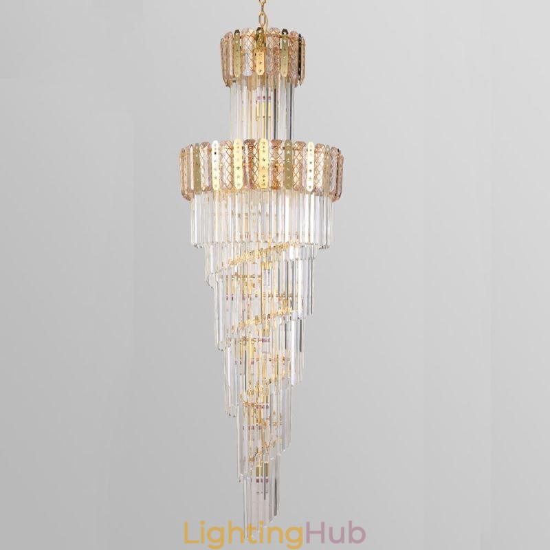 Gold Crystal Pendant Light Luxurious Decrative Ceiling Light φ60*H180cm