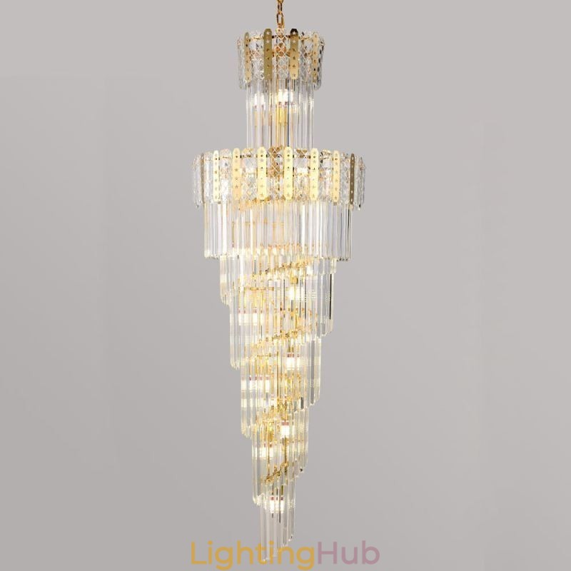 Gold Crystal Pendant Light Luxurious Decrative Ceiling Light φ60*H180cm