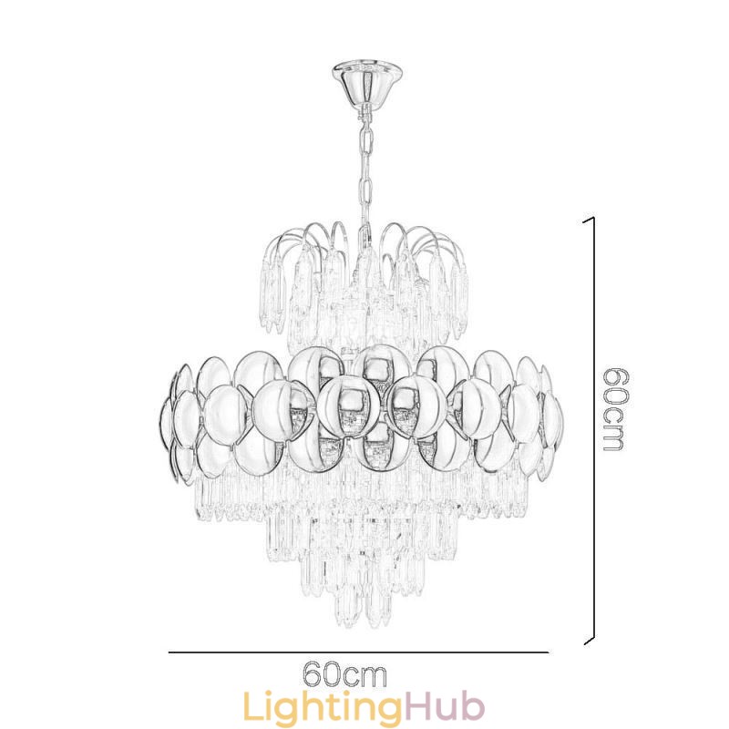 Crystal Pendant Light Electroplated Gold Luxury Decrative Ceiling Light 60cm