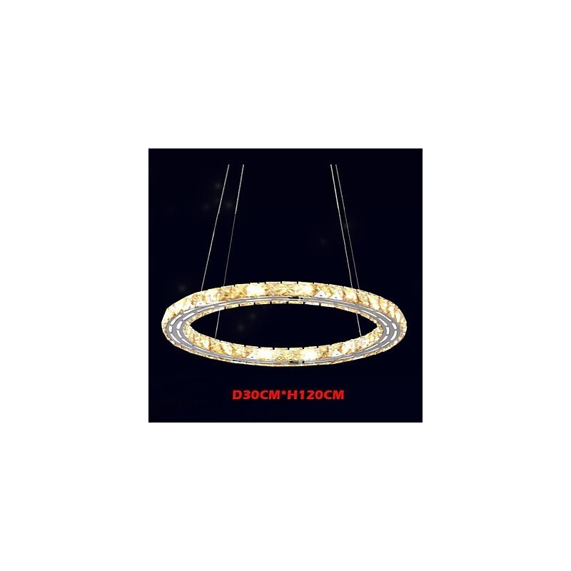 Crystal Pendant Light Lighting Lamps Modern Fixtures Amber K9 Crystal Round Single Ring 30CM