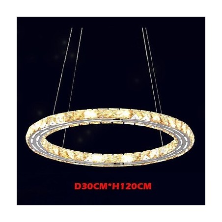 Crystal Pendant Light Lighting Lamps Modern Fixtures Amber K9 Crystal Round Single Ring 30CM