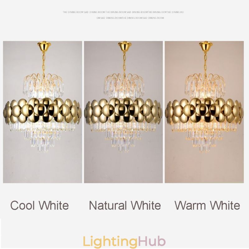 Crystal Pendant Light Electroplated Gold Luxury Decrative Ceiling Light 60cm