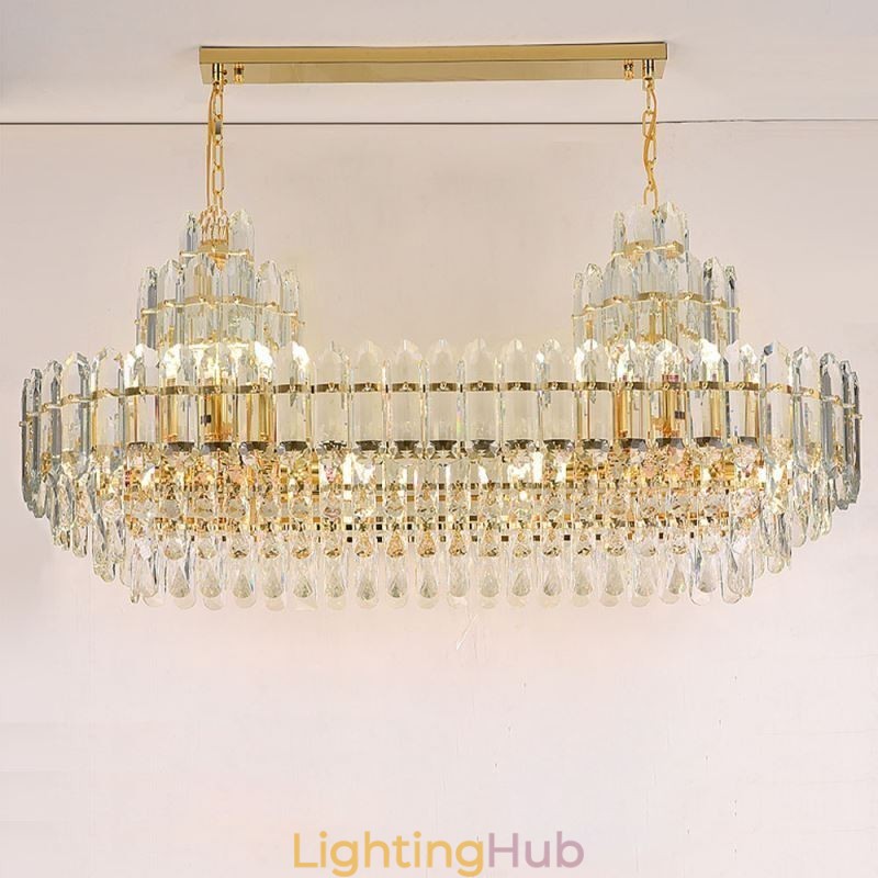 Crystal Pendant Light Rectangular Luxury Decrative Ceiling Light 100cm