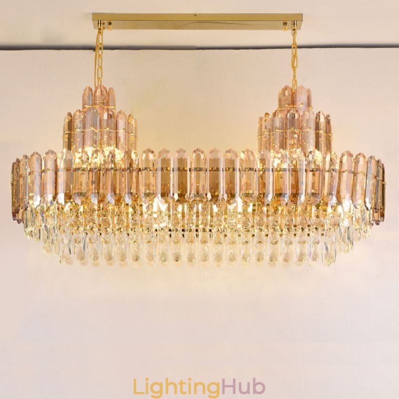 Crystal Pendant Light Rectangular Luxury Decrative Ceiling Light 100cm